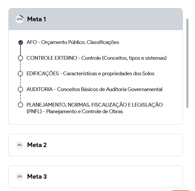 Gerenciamento de metas e barra de progresso
