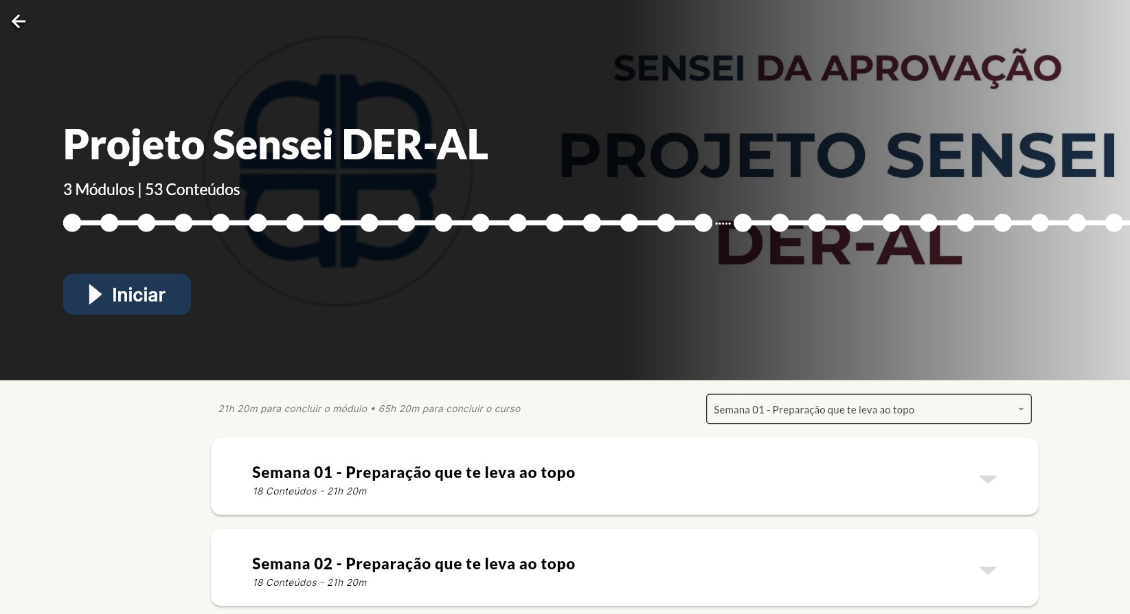 Interface da Plataforma Sensei