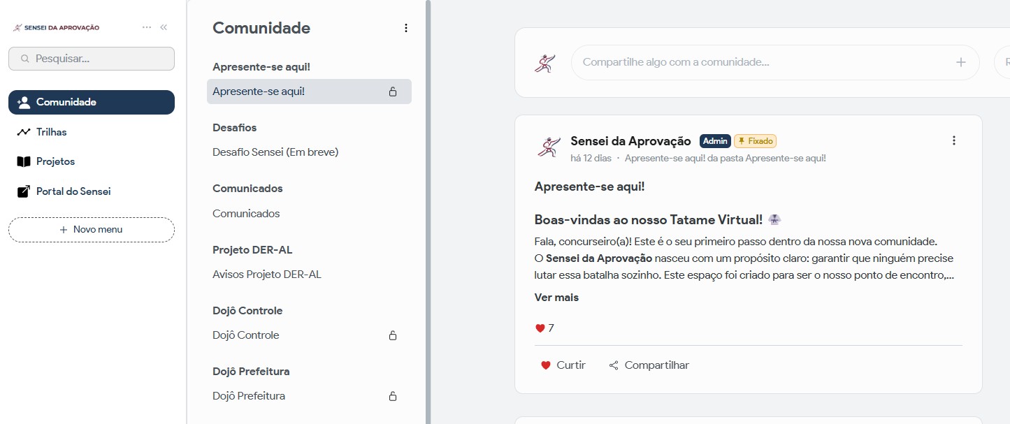 Interface da Plataforma Sensei